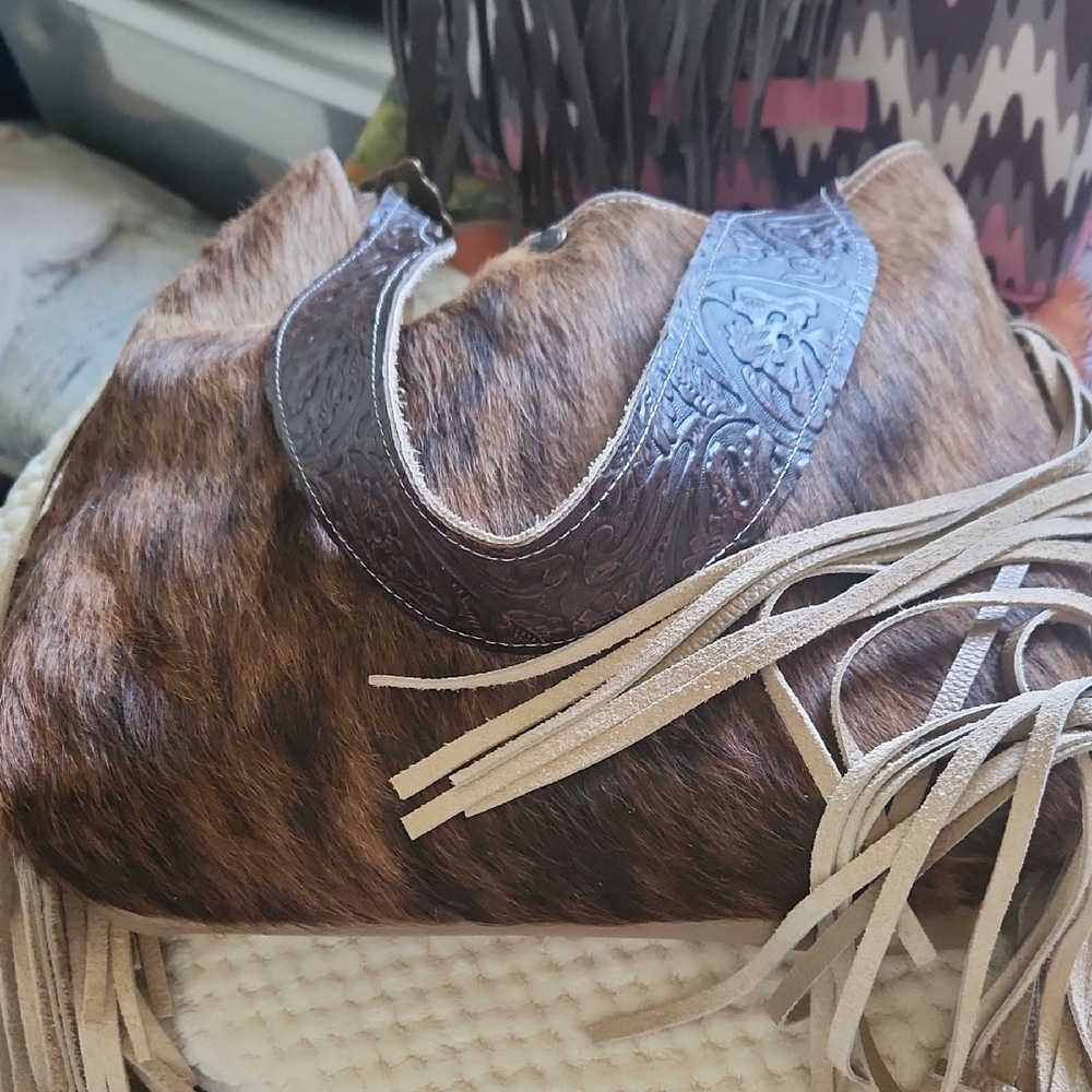 Brown Fringed Shoulder Bag